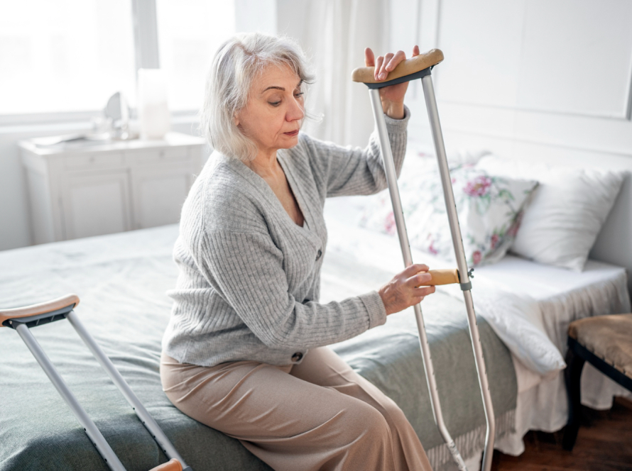 senior with cane