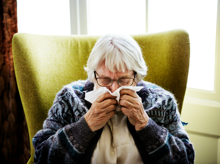 senior with cold