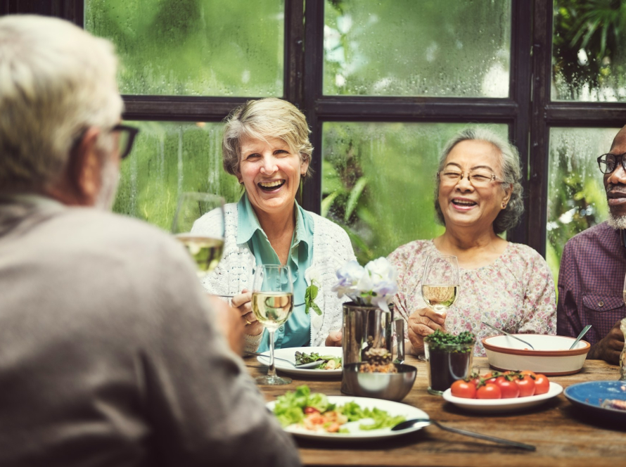 elders eating healthy meal