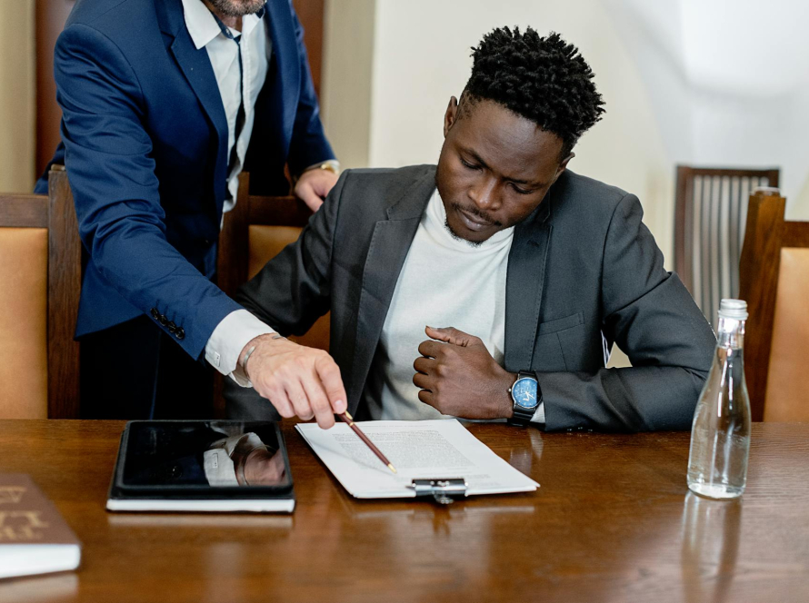 lawyer looking at documents