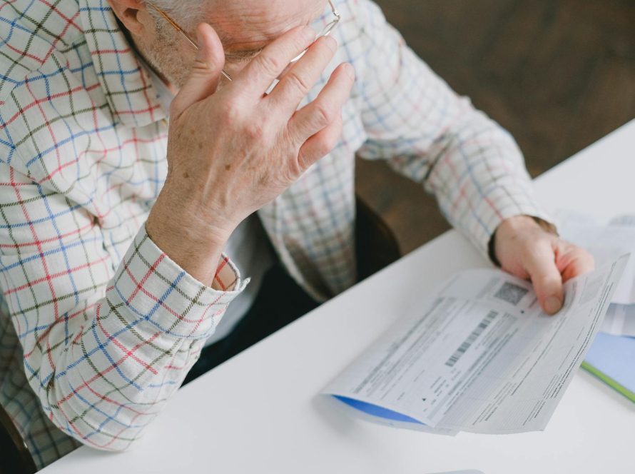 elder looking at finances
